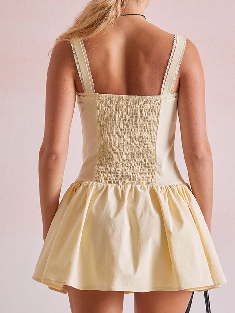 NWT Pastel Yellow Beverly and Beck Alessia Corset Mini Dress - Picture 4 of 5